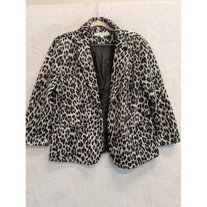 89th + Madison Leopard Print Blazer Women's Size M Open Front Jacket